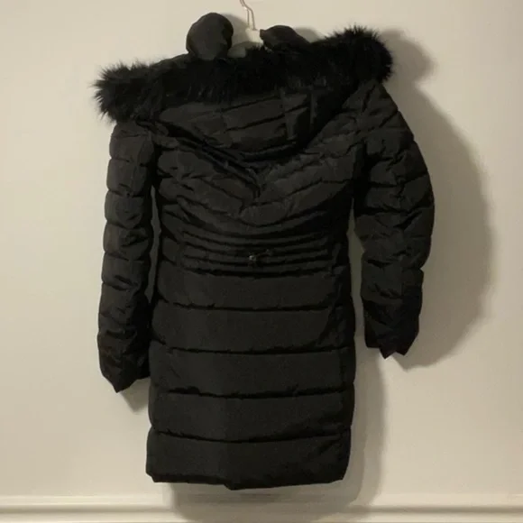 Laundry By Shelli Segal Black Puffer Coat with Faux Fur - Picture 2 of 2
